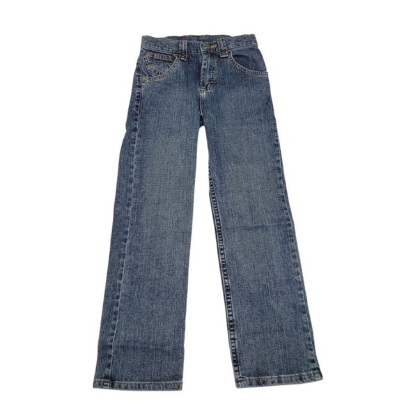 Wrangler Jeans Pants Boys 10 Slim Adjustable Waist Denim Dark School - Picture 1 of 7